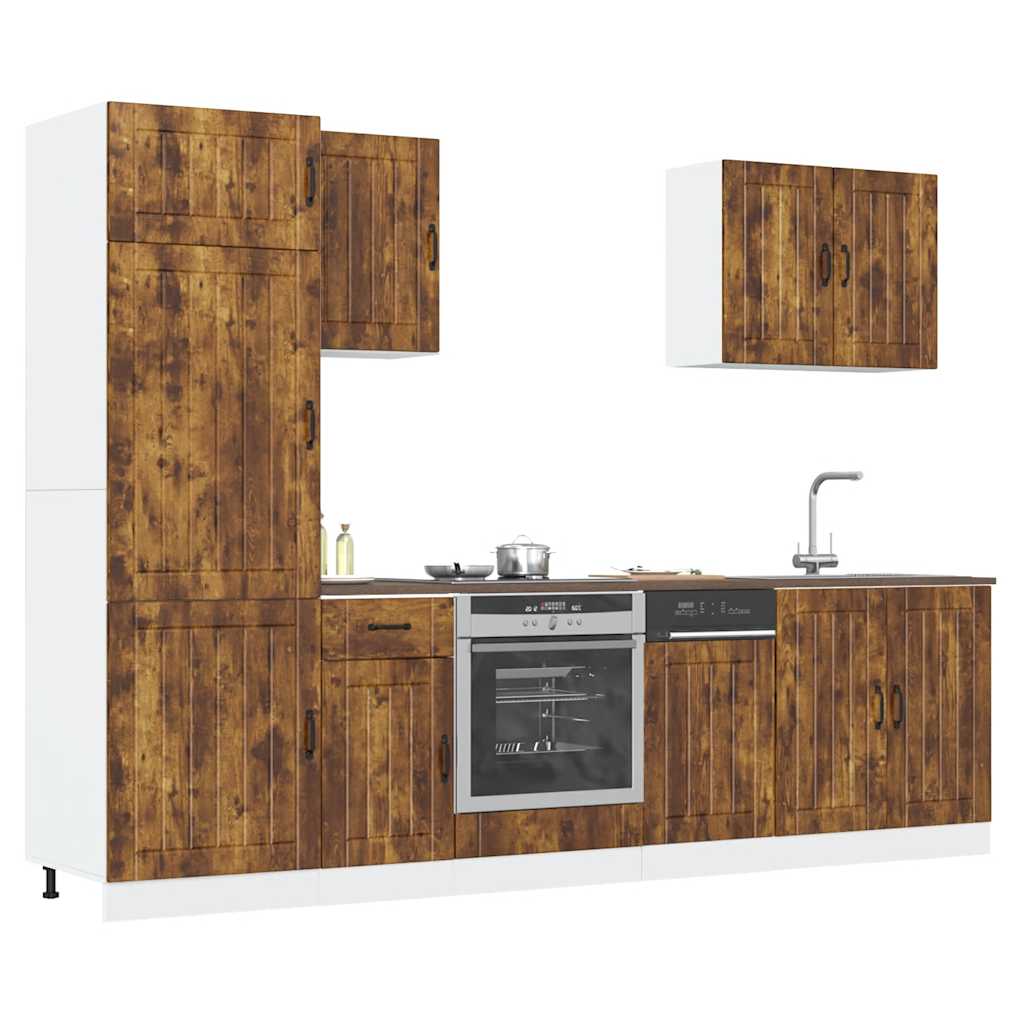 vidaXL 7-tlg. Küchenschrank-Set Lucca Räuchereiche Holzwerkstoff