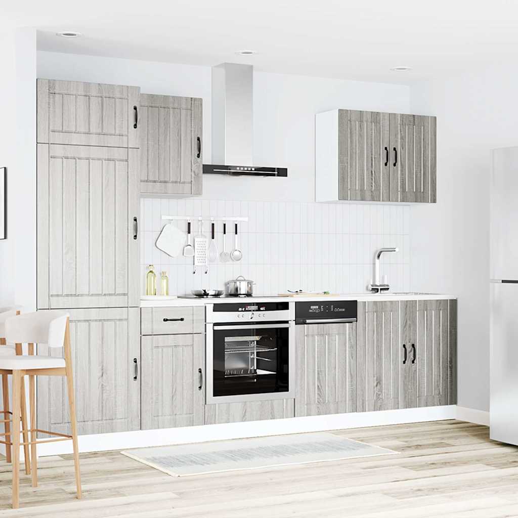 vidaXL 7-tlg. Küchenschrank-Set Lucca Grau Sonoma Holzwerkstoff