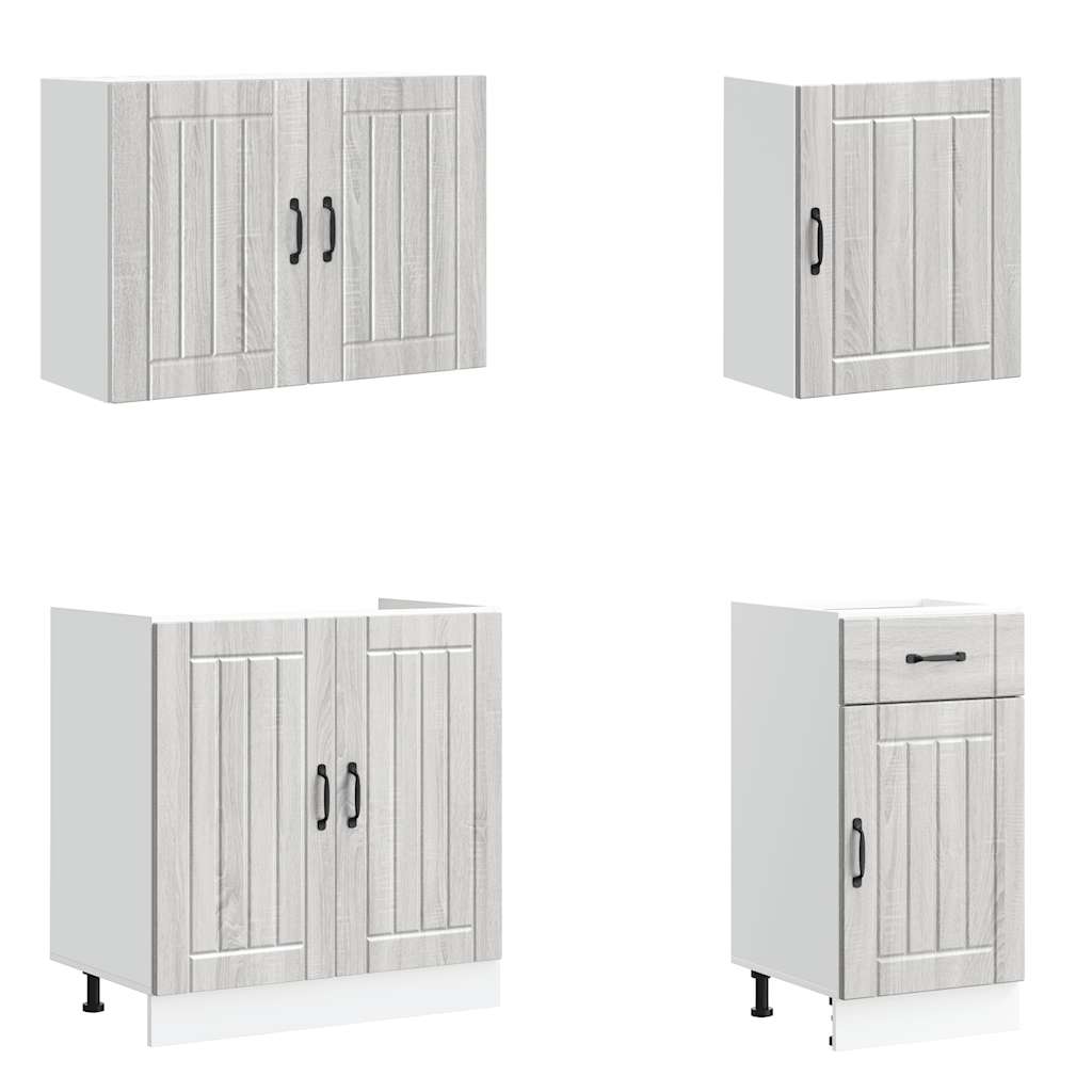 vidaXL 7-tlg. Küchenschrank-Set Lucca Grau Sonoma Holzwerkstoff