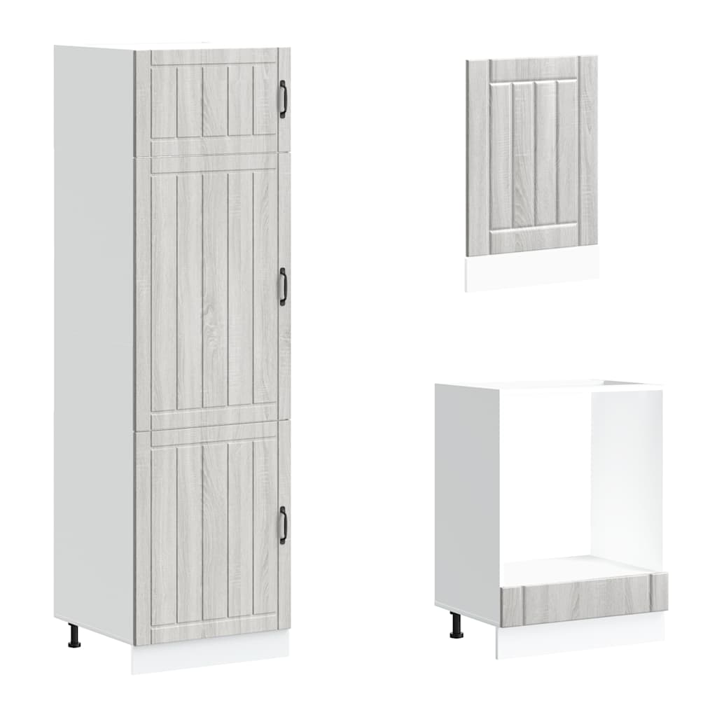 vidaXL 7-tlg. Küchenschrank-Set Lucca Grau Sonoma Holzwerkstoff