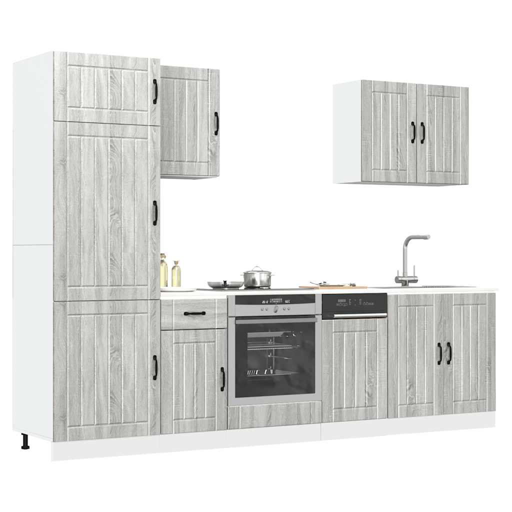 vidaXL 7-tlg. Küchenschrank-Set Lucca Grau Sonoma Holzwerkstoff