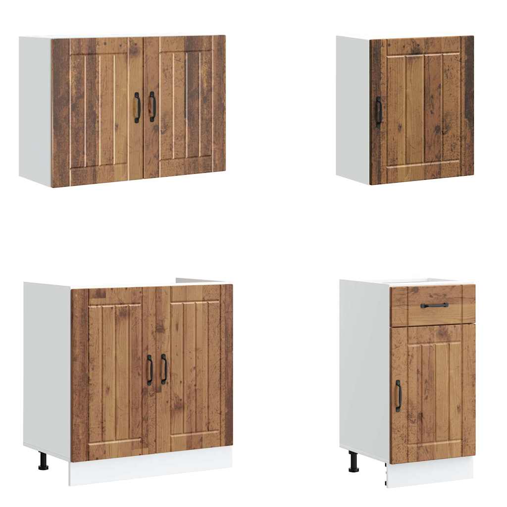 vidaXL 7-tlg. Küchenschrank-Set Lucca Altholz-Optik Holzwerkstoff
