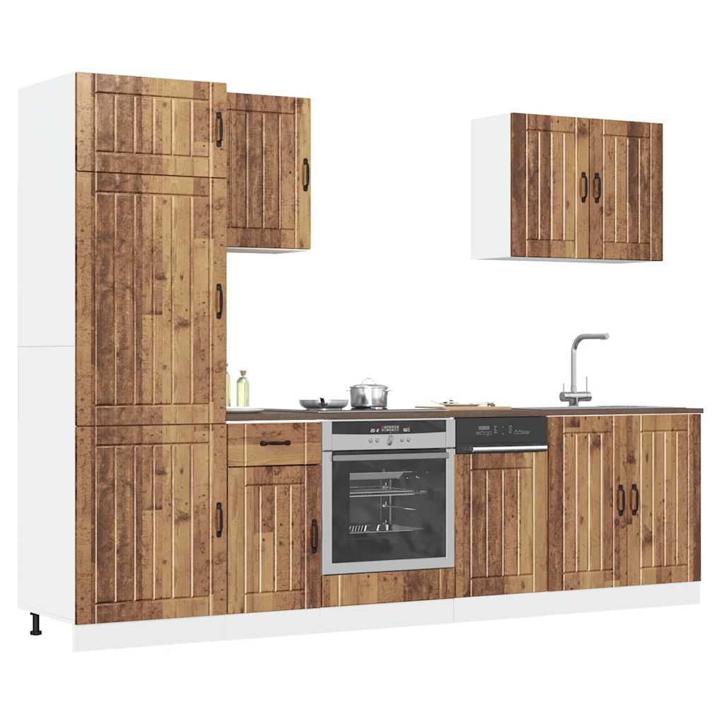vidaXL 7-tlg. Küchenschrank-Set Lucca Altholz-Optik Holzwerkstoff