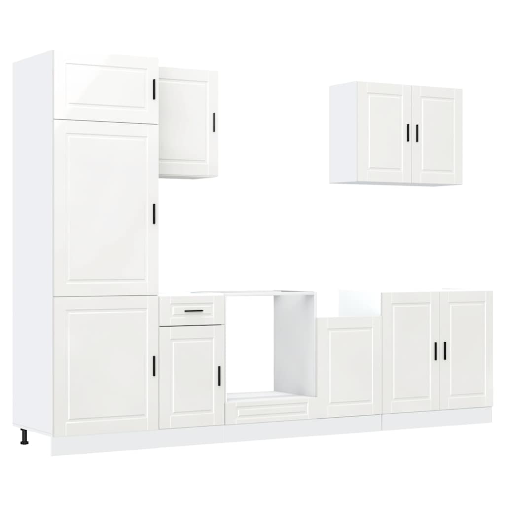 vidaXL 7-tlg. Küchenschrank-Set Porto Hochglanz-Weiß Holzwerkstoff