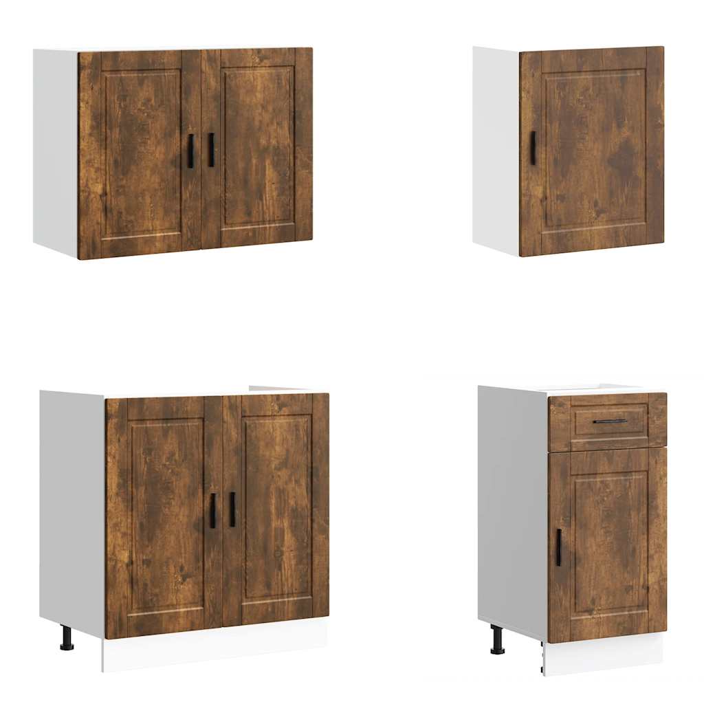 vidaXL 7-tlg. Küchenschrank-Set Porto Räuchereiche Holzwerkstoff