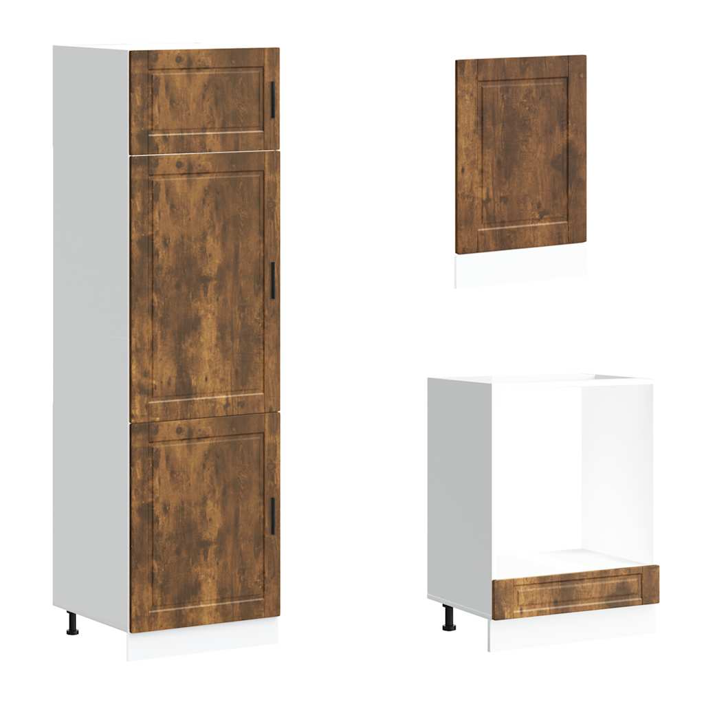vidaXL 7-tlg. Küchenschrank-Set Porto Räuchereiche Holzwerkstoff