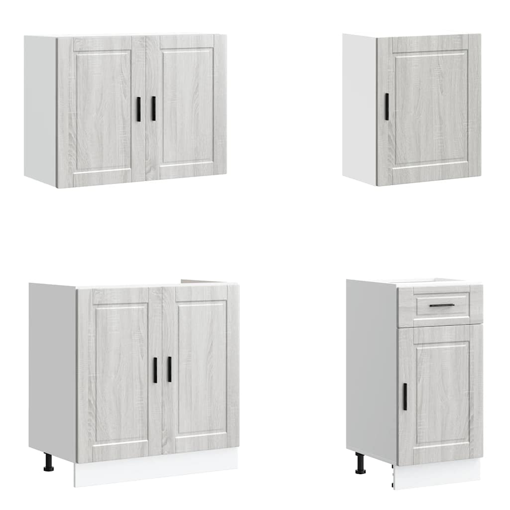 vidaXL 7-tlg. Küchenschrank-Set Porto Grau Sonoma Holzwerkstoff