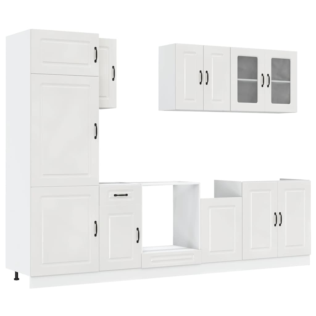 vidaXL 8-tlg. Küchenschrank-Set Kalmar Kalmar Hochglanz-Weiß Holzwerkstoff