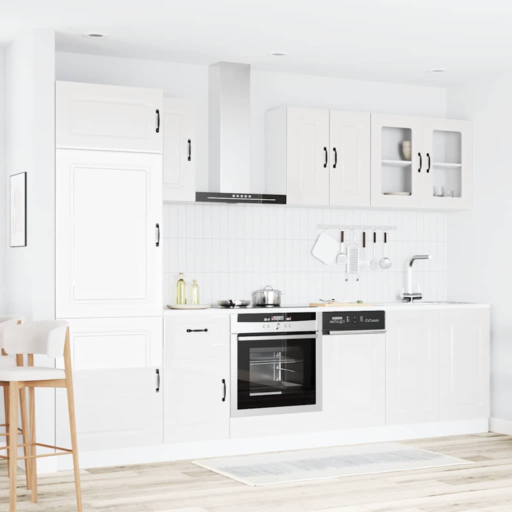 vidaXL 8-tlg. Küchenschrank-Set Kalmar Kalmar Hochglanz-Weiß Holzwerkstoff