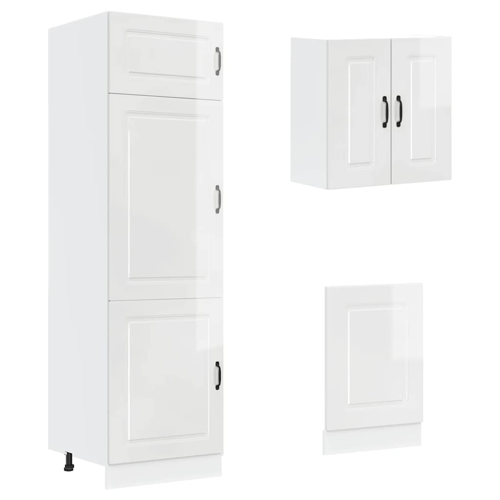 vidaXL 8-tlg. Küchenschrank-Set Kalmar Kalmar Hochglanz-Weiß Holzwerkstoff