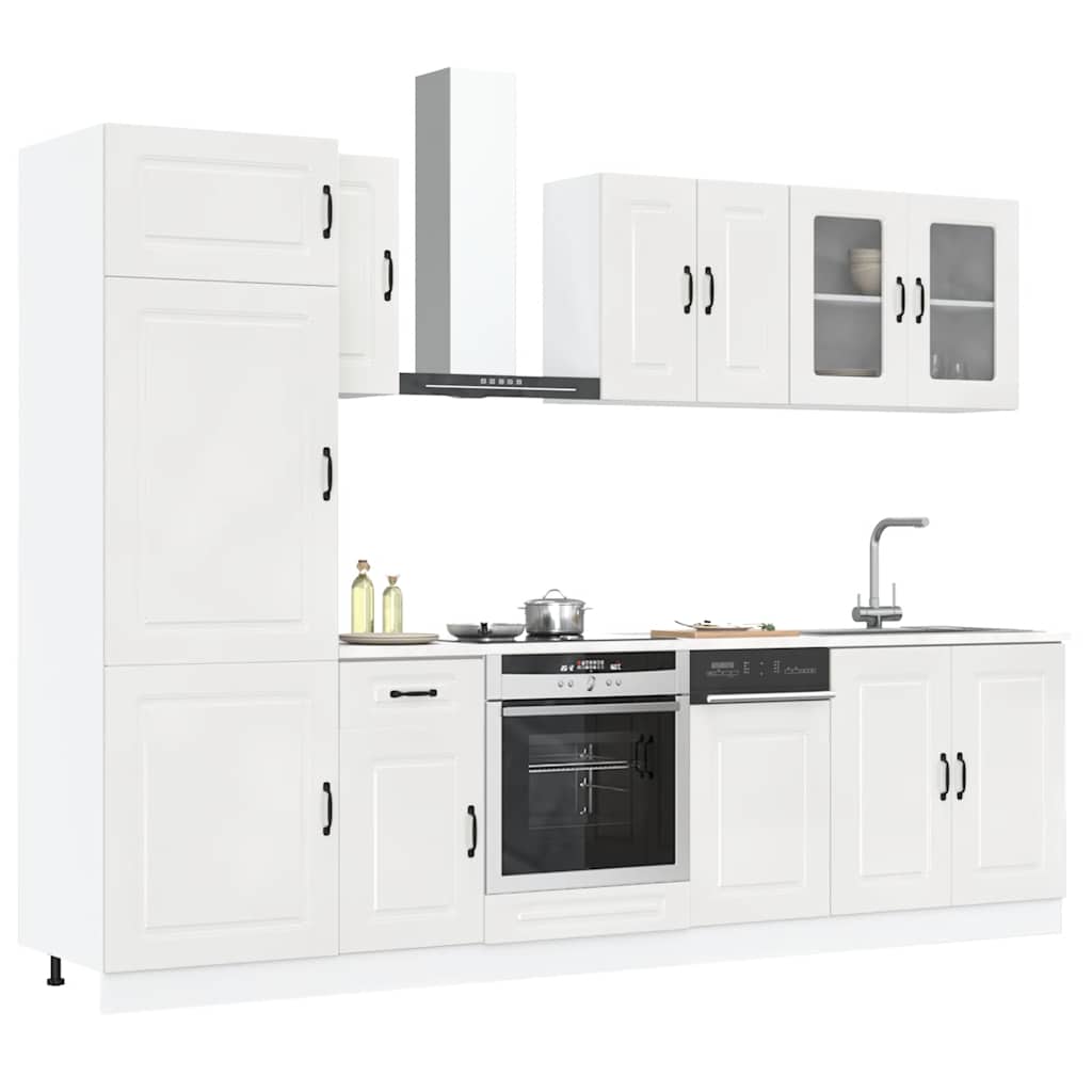 vidaXL 8-tlg. Küchenschrank-Set Kalmar Kalmar Hochglanz-Weiß Holzwerkstoff
