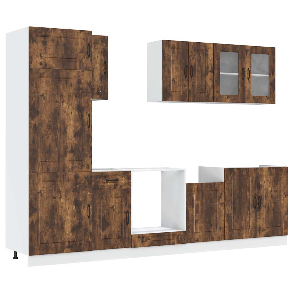 vidaXL 8-tlg. Küchenschrank-Set Kalmar Räuchereiche Holzwerkstoff