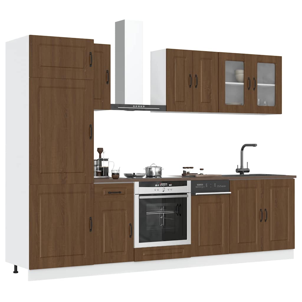 vidaXL 8-tlg. Küchenschrank-Set Kalmar Braun Eichen-Optik Holzwerkstoff