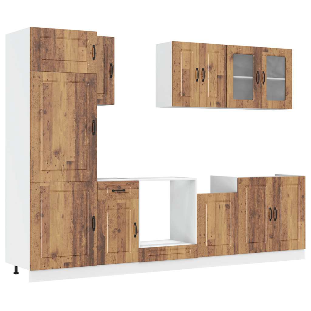 vidaXL 8-tlg. Küchenschrank-Set Kalmar Altholz-Optik Holzwerkstoff