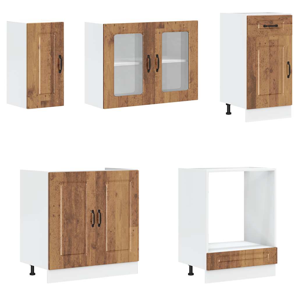 vidaXL 8-tlg. Küchenschrank-Set Kalmar Altholz-Optik Holzwerkstoff
