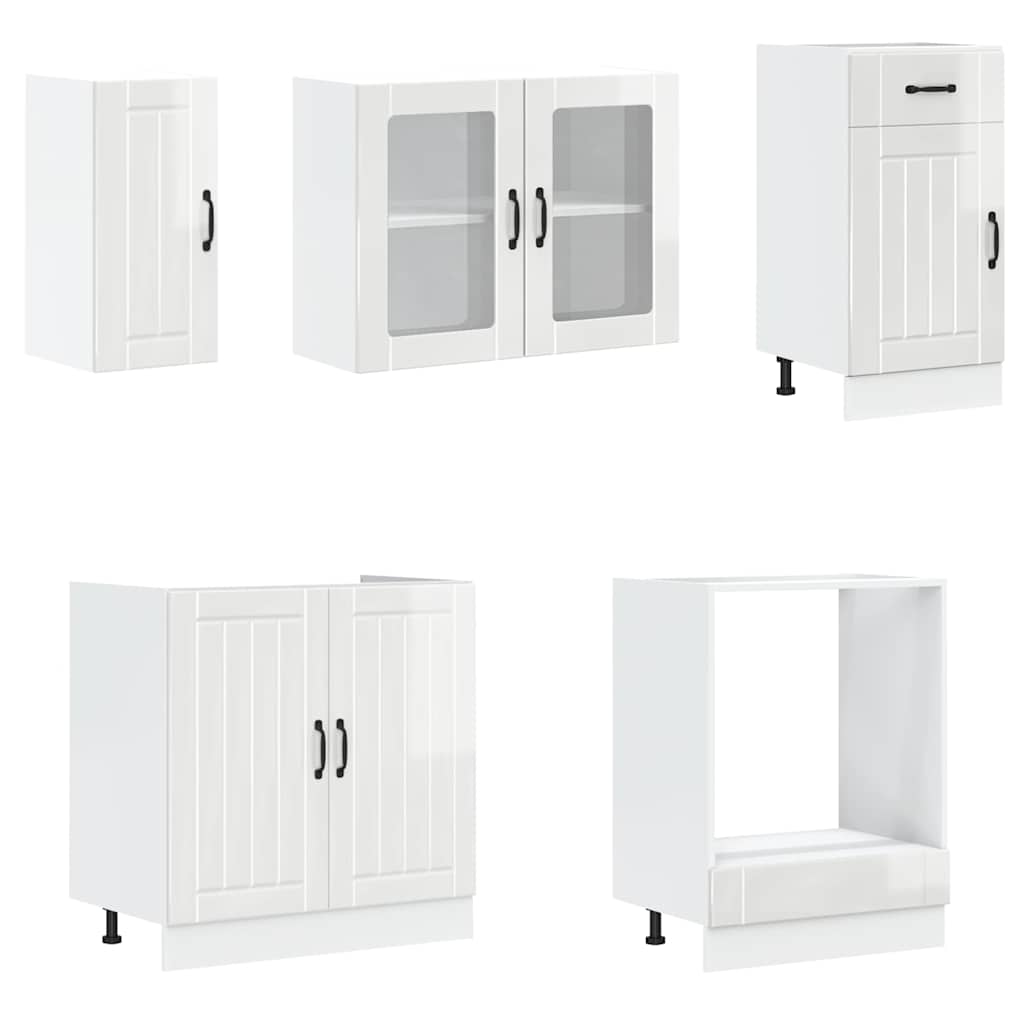 vidaXL 8-tlg. Küchenschrank-Set Lucca Hochglanz-Weiß Holzwerkstoff