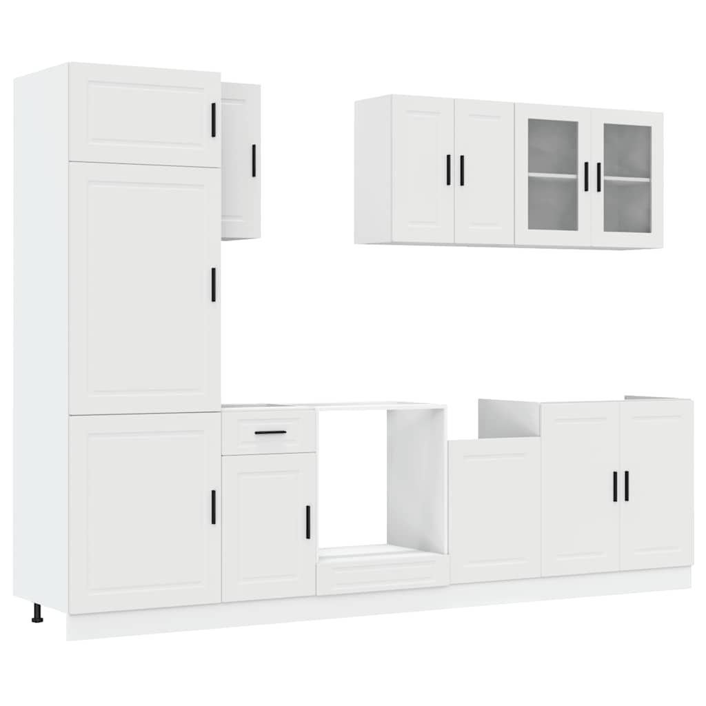 vidaXL 8-tlg. Küchenschrank-Set Porto Weiß Holzwerkstoff