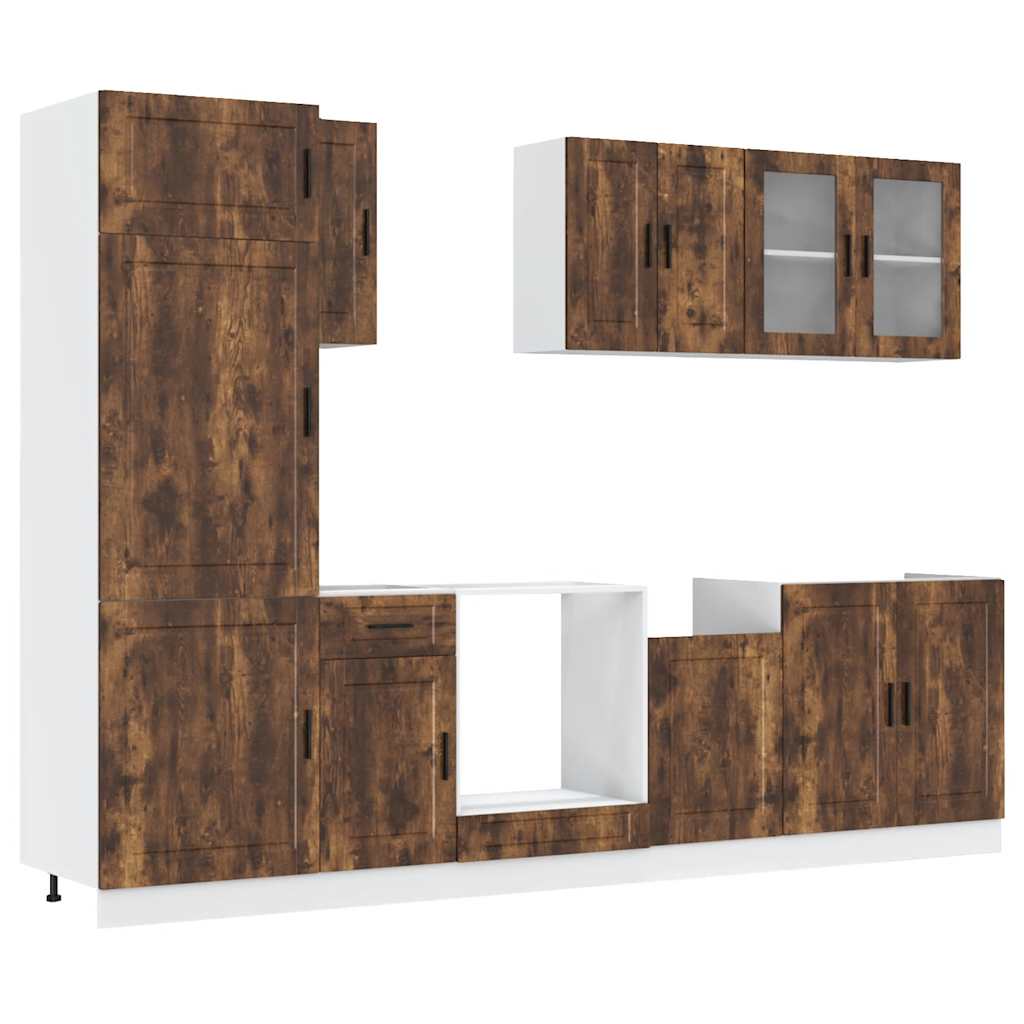 vidaXL 8-tlg. Küchenschrank-Set Porto Räuchereiche Holzwerkstoff