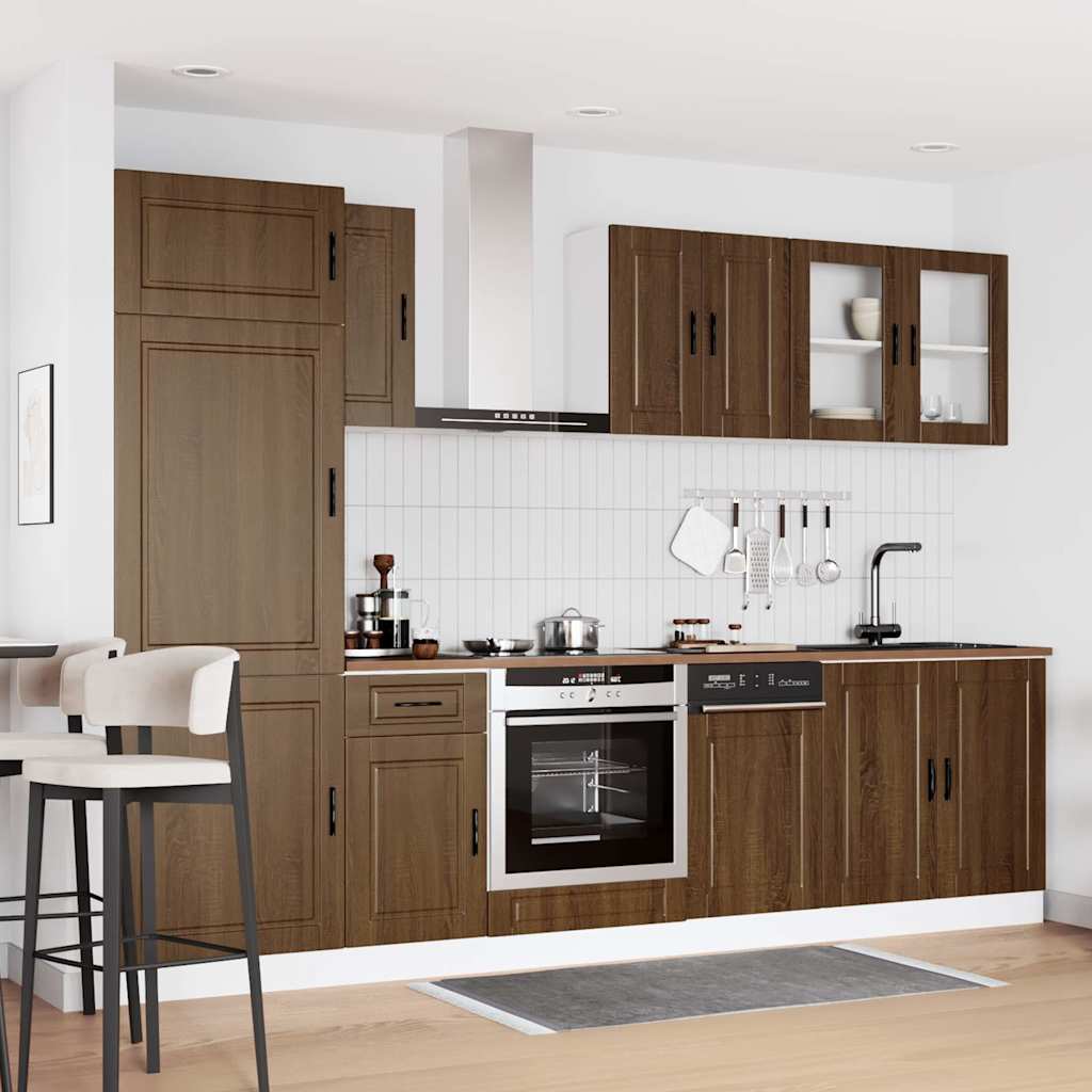 vidaXL 8-tlg. Küchenschrank-Set Braun Eichen-Optik Holzwerkstoff