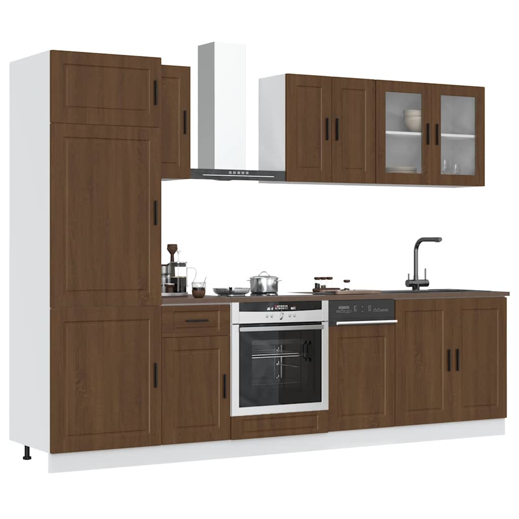 vidaXL 8-tlg. Küchenschrank-Set Braun Eichen-Optik Holzwerkstoff