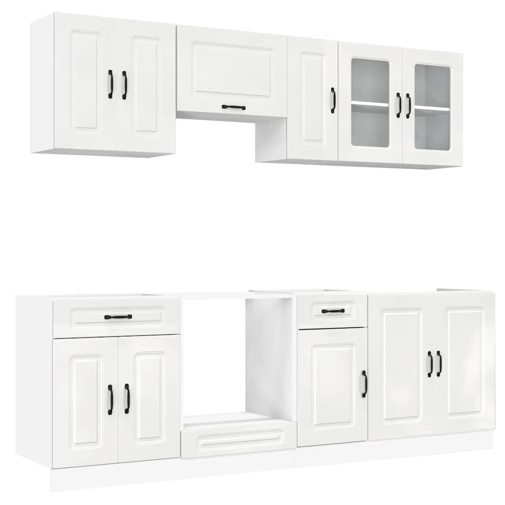 vidaXL 8-tlg. Küchenschrank-Set Kalmar Hochglanz-Weiß Holzwerkstoff