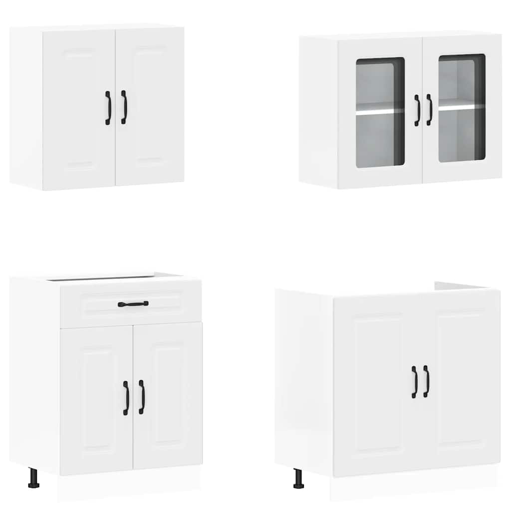 vidaXL 4-tlg. Küchenschrank-Set Kalmar Weiß Holzwerkstoff