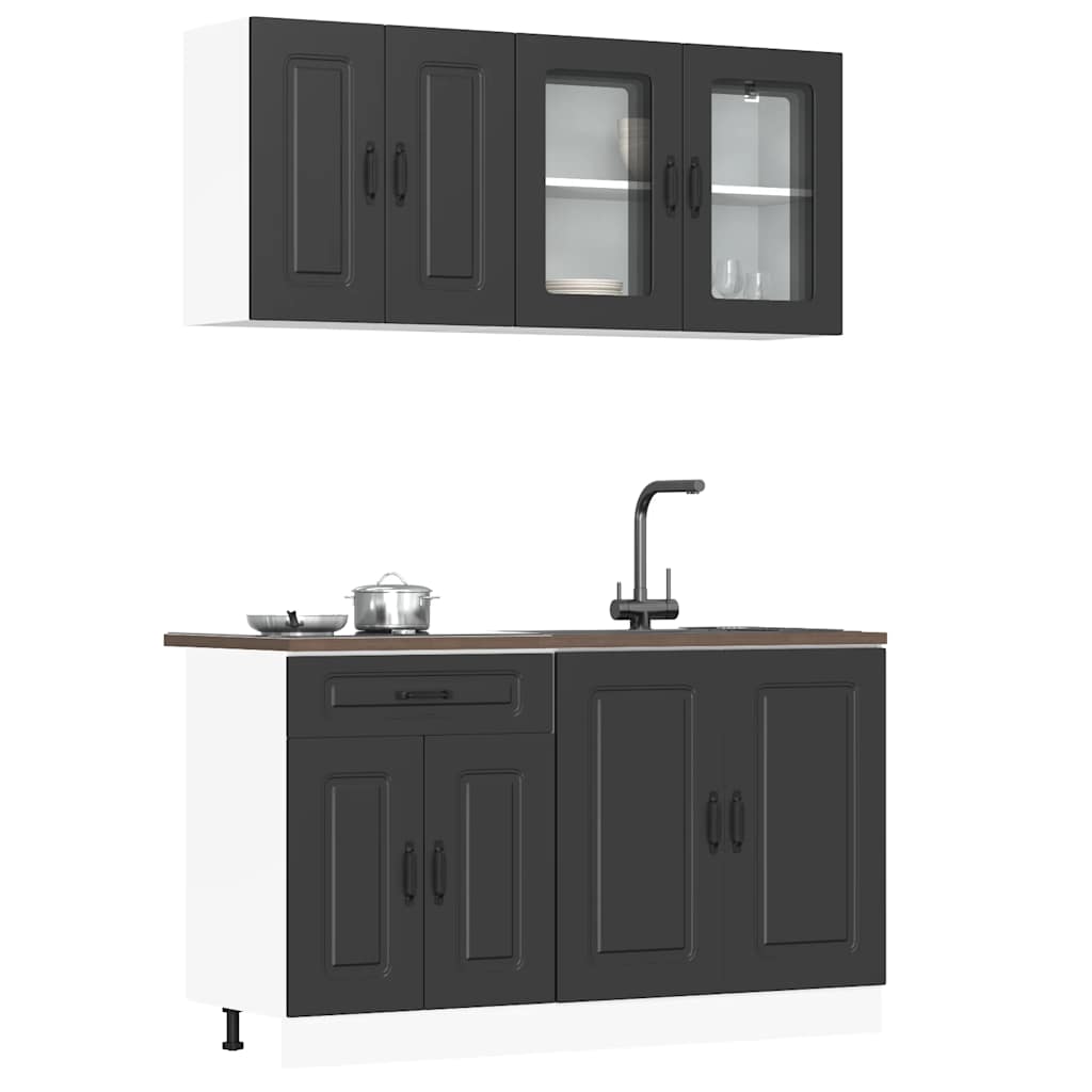 vidaXL 4-tlg. Küchenschrank-Set Kalmar Weiß Holzwerkstoff