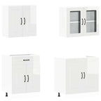 vidaXL 4-tlg. Küchenschrank-Set Kalmar Hochglanz-Weiß Holzwerkstoff