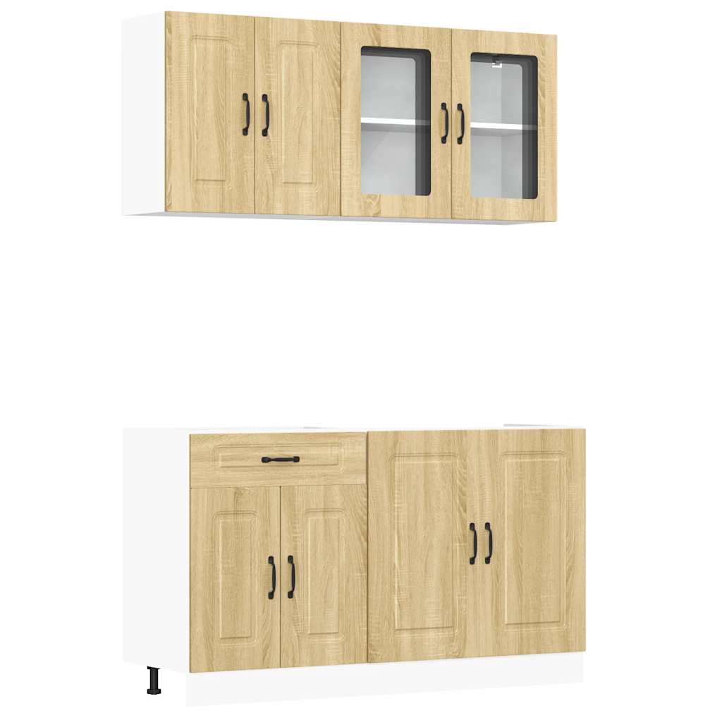 vidaXL 4-tlg. Küchenschrank-Set Kalmar Sonoma-Eiche Holzwerkstoff