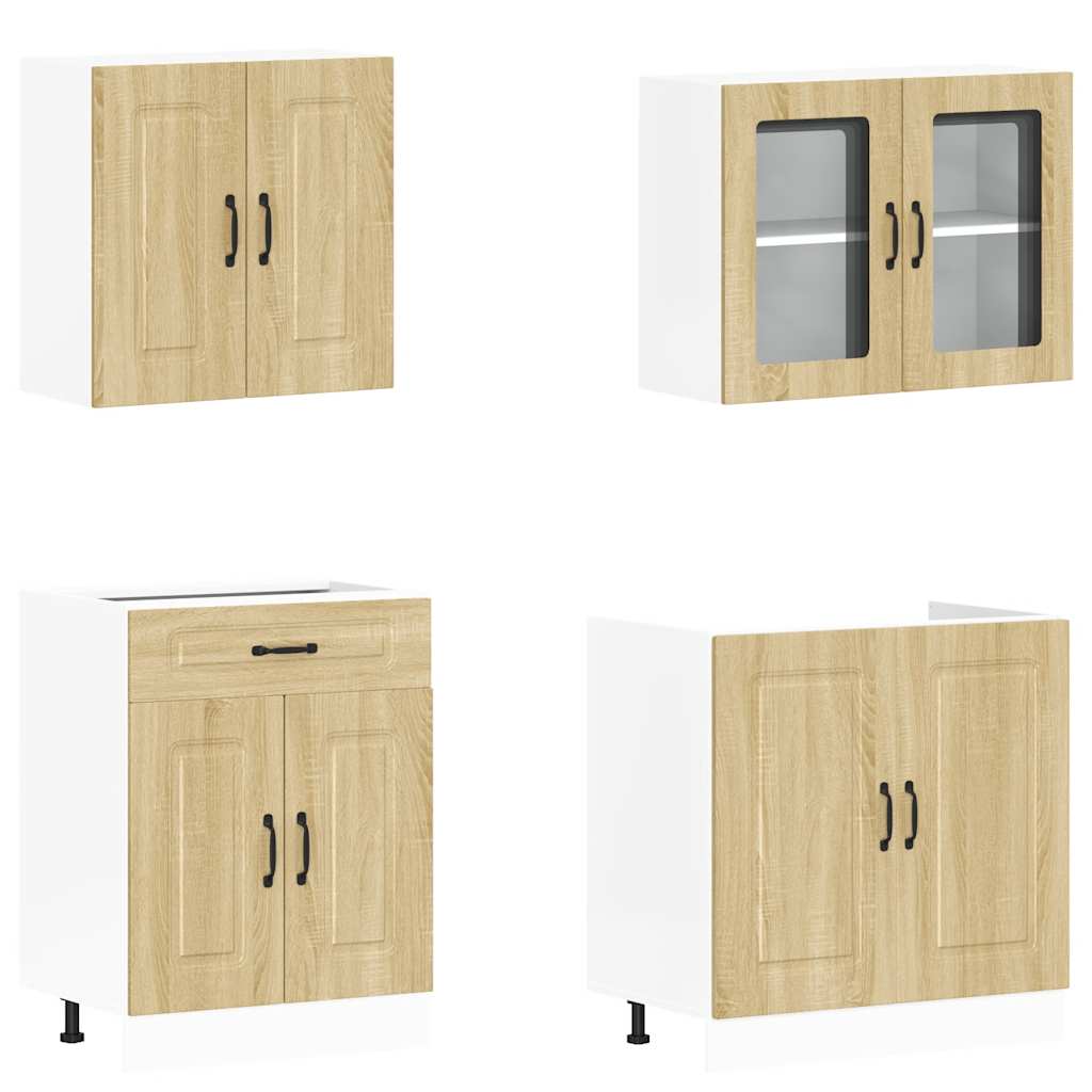 vidaXL 4-tlg. Küchenschrank-Set Kalmar Sonoma-Eiche Holzwerkstoff