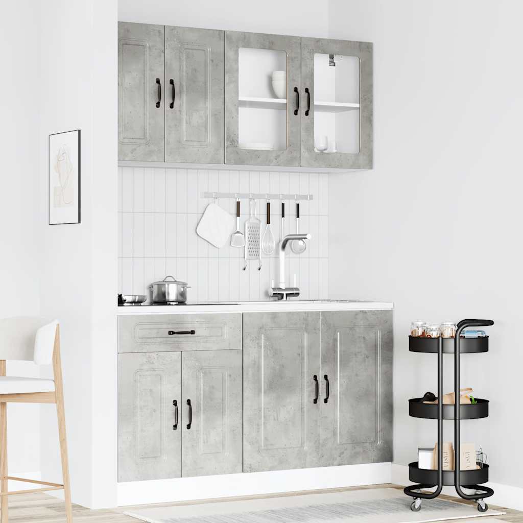 vidaXL 4-tlg. Küchenschrank-Set Kalmar Betongrau Holzwerkstoff