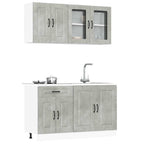 vidaXL 4-tlg. Küchenschrank-Set Kalmar Betongrau Holzwerkstoff