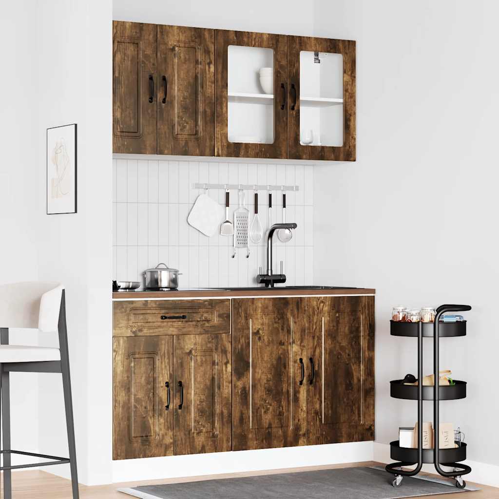 vidaXL 4-tlg. Küchenschrank-Set Kalmar Räuchereiche Holzwerkstoff