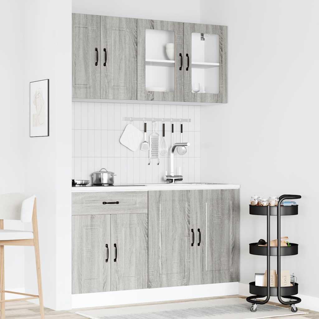 vidaXL 4-tlg. Küchenschrank-Set Kalmar Grau Sonoma Holzwerkstoff