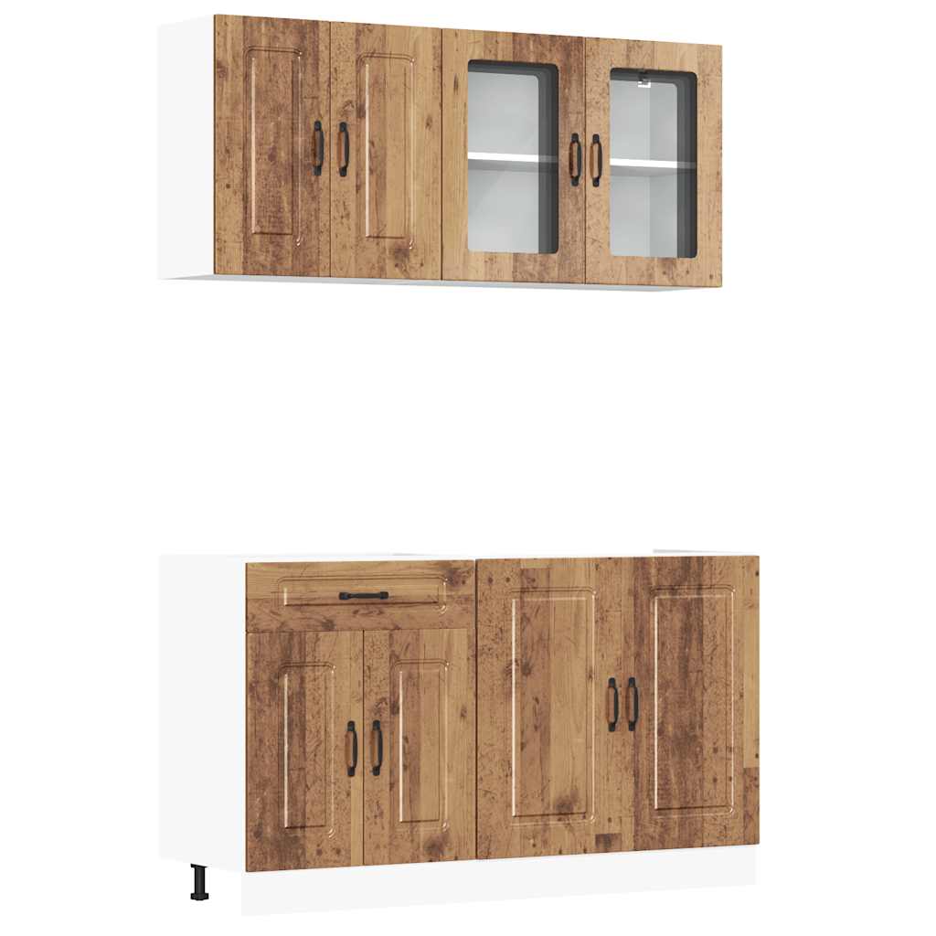 vidaXL 4-tlg. Küchenschrank-Set Kalmar Altholz-Optik Holzwerkstoff
