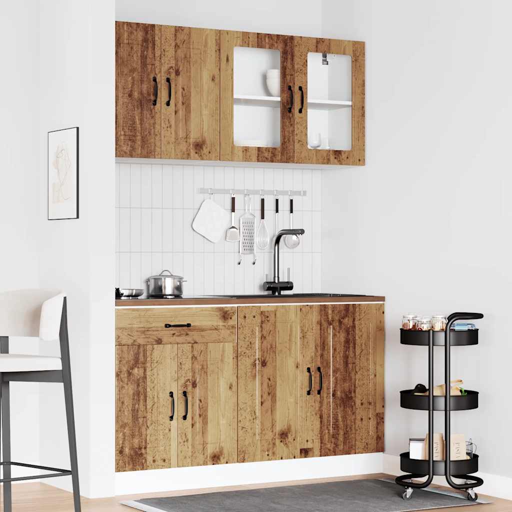 vidaXL 4-tlg. Küchenschrank-Set Kalmar Altholz-Optik Holzwerkstoff