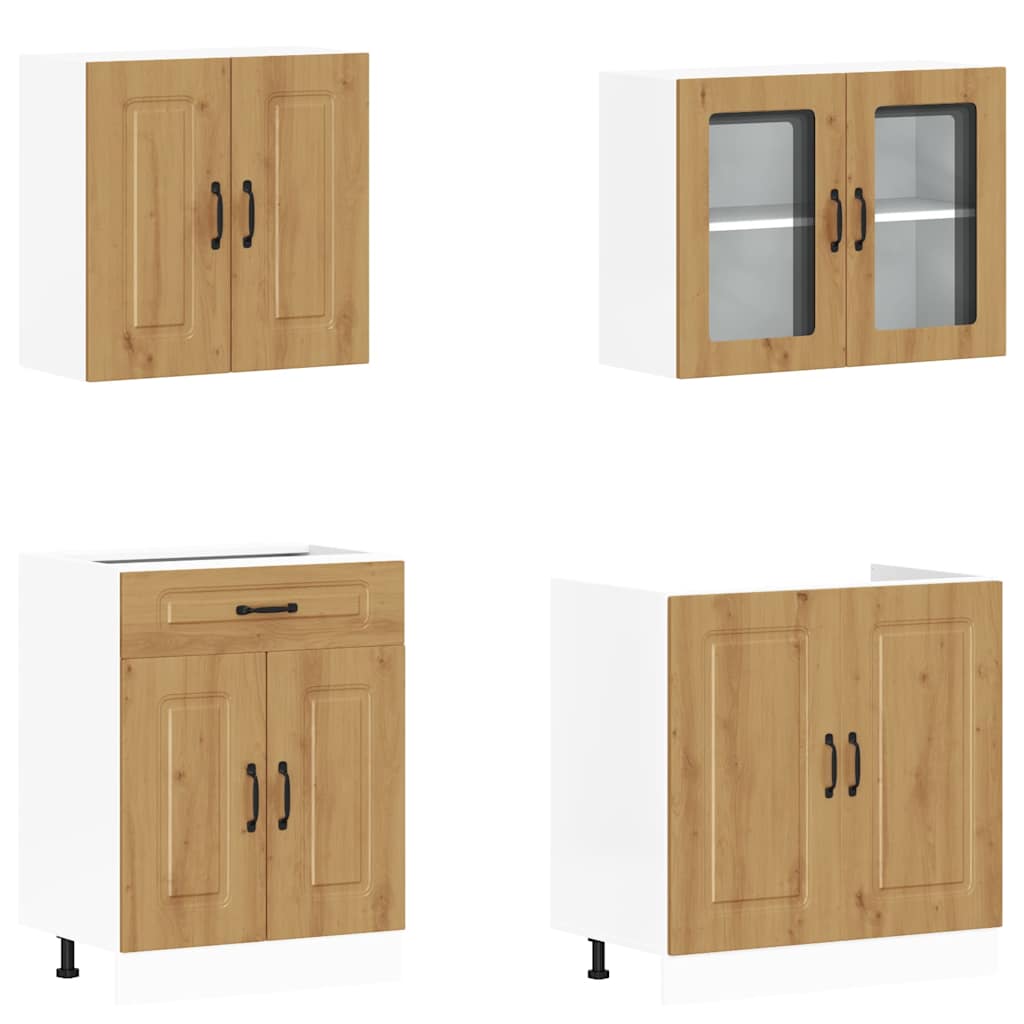 vidaXL 4-tlg. Küchenschrank-Set Kalmar Artisan-Eiche Holzwerkstoff