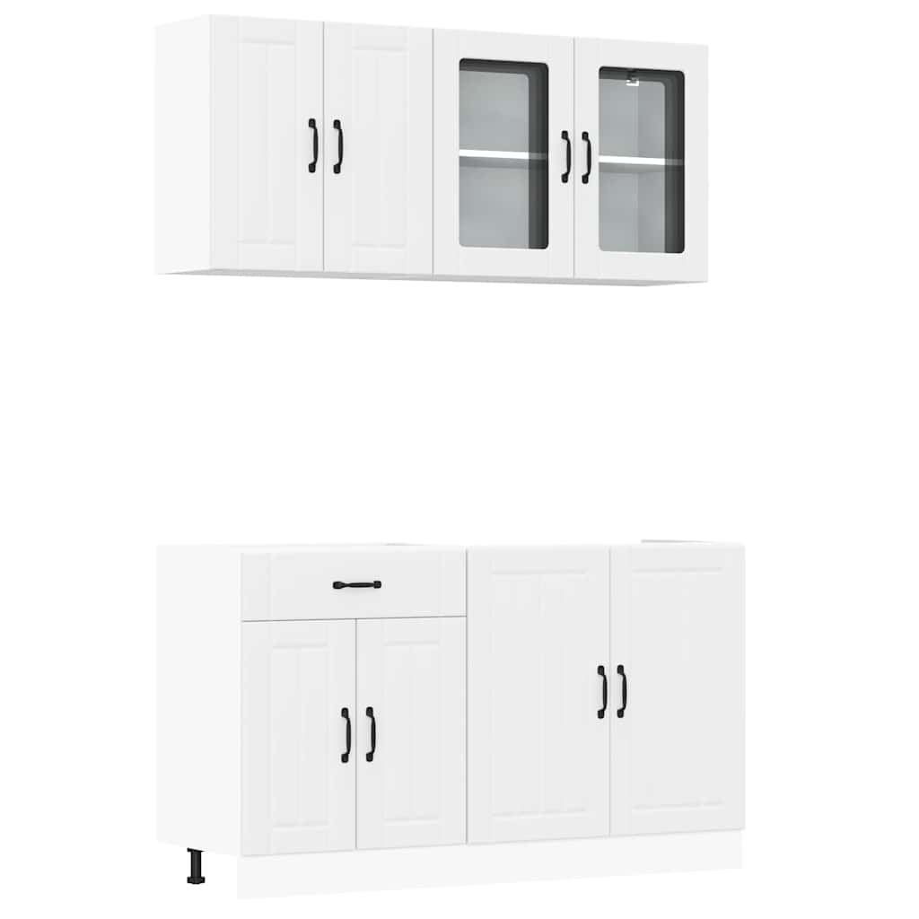 vidaXL 4-tlg. Küchenschrank-Set Lucca Weiß Holzwerkstoff