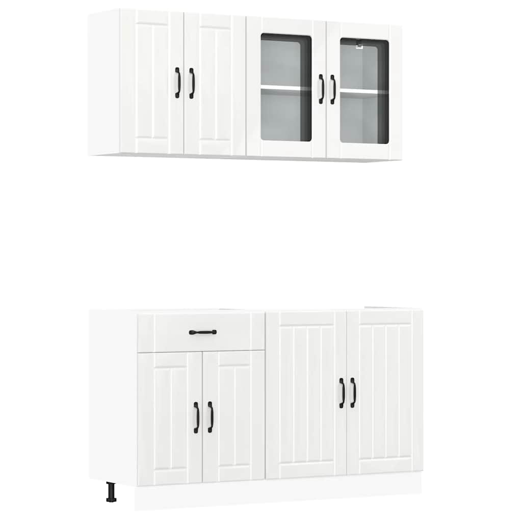 vidaXL 4-tlg. Küchenschrank-Set Lucca Hochglanz-Weiß Holzwerkstoff