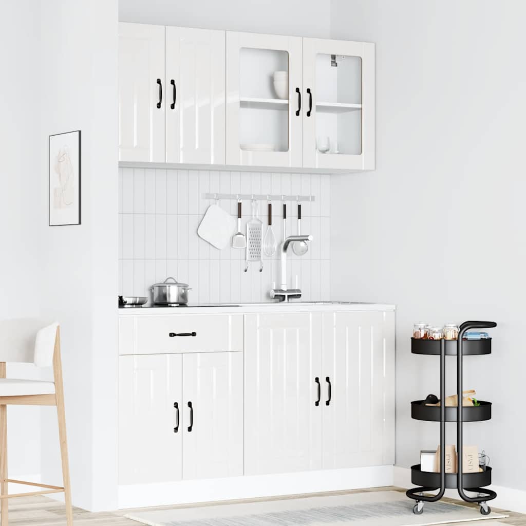 vidaXL 4-tlg. Küchenschrank-Set Lucca Hochglanz-Weiß Holzwerkstoff
