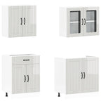 vidaXL 4-tlg. Küchenschrank-Set Lucca Hochglanz-Weiß Holzwerkstoff