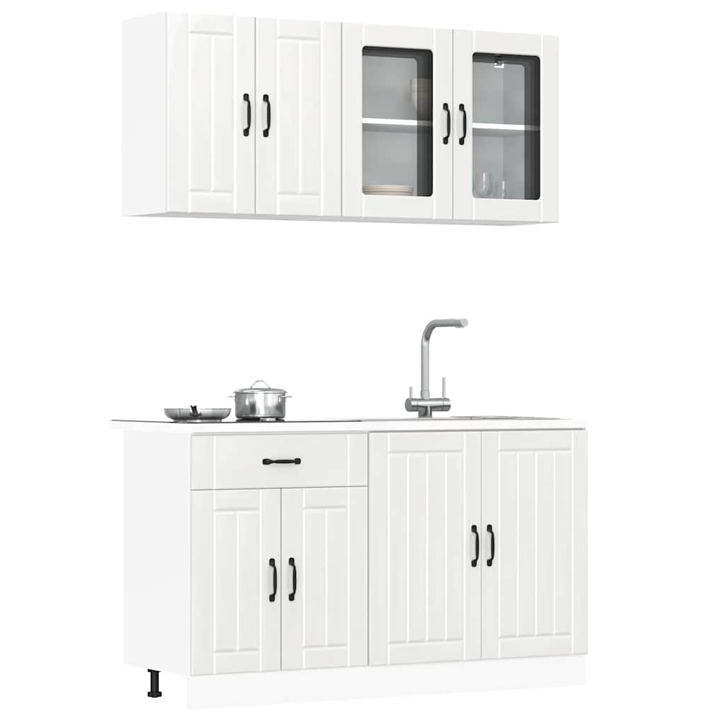 vidaXL 4-tlg. Küchenschrank-Set Lucca Hochglanz-Weiß Holzwerkstoff
