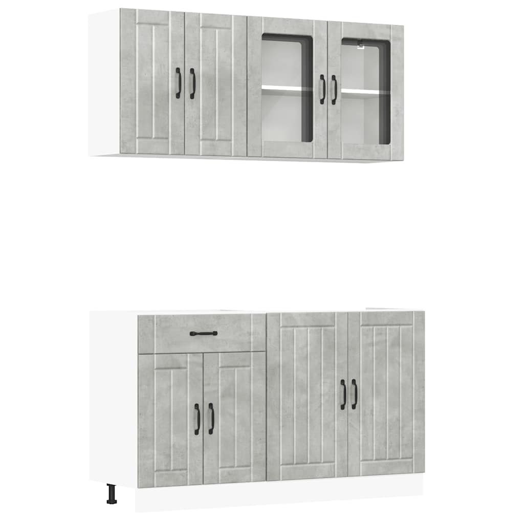 vidaXL 4-tlg. Küchenschrank-Set Lucca Betongrau Holzwerkstoff