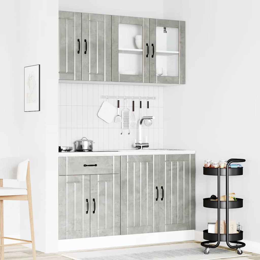 vidaXL 4-tlg. Küchenschrank-Set Lucca Betongrau Holzwerkstoff