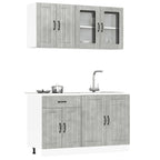 vidaXL 4-tlg. Küchenschrank-Set Lucca Betongrau Holzwerkstoff