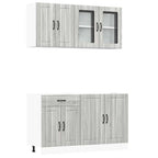 vidaXL 4-tlg. Küchenschrank-Set Lucca Grau Sonoma Holzwerkstoff