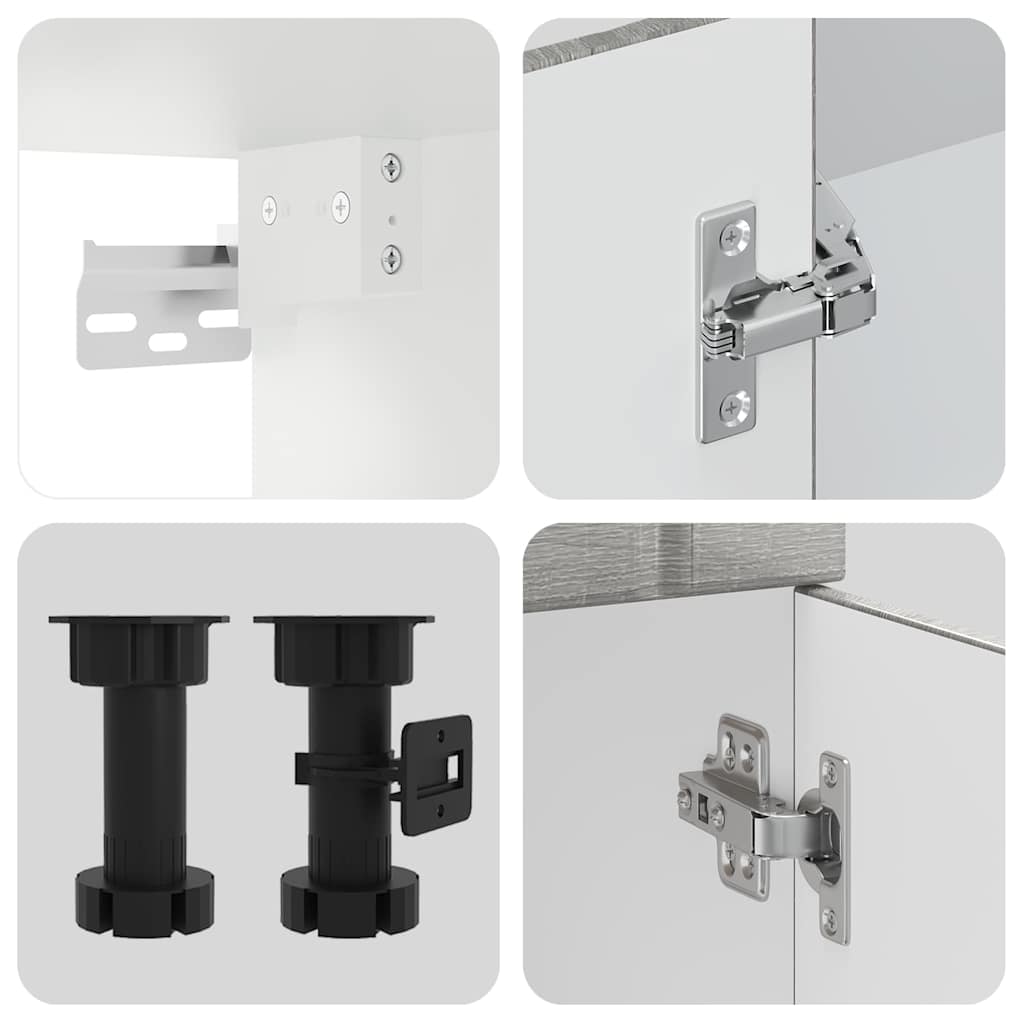 vidaXL 4-tlg. Küchenschrank-Set Lucca Grau Sonoma Holzwerkstoff