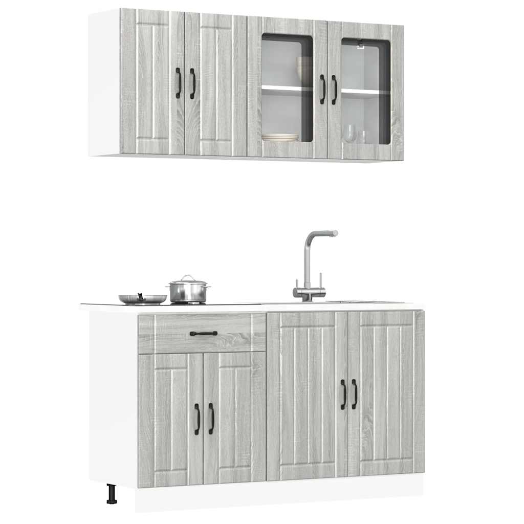 vidaXL 4-tlg. Küchenschrank-Set Lucca Grau Sonoma Holzwerkstoff