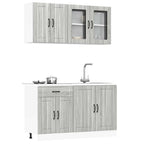 vidaXL 4-tlg. Küchenschrank-Set Lucca Grau Sonoma Holzwerkstoff