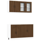 vidaXL 4-tlg. Küchenschrank-Set Lucca Braun Eichen-Optik Holzwerkstoff